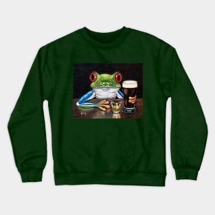 "Irish Pub Frog" - Frogs After Five collection Crewneck Sweatshirt